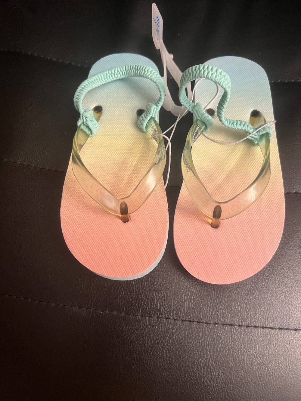 Cat & Jack Mint and Coral Ombre Kids Flip Flops